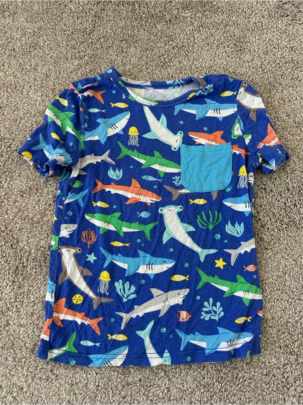 Little Sleepies Blue Shark & Sea Life Tee with Pocket